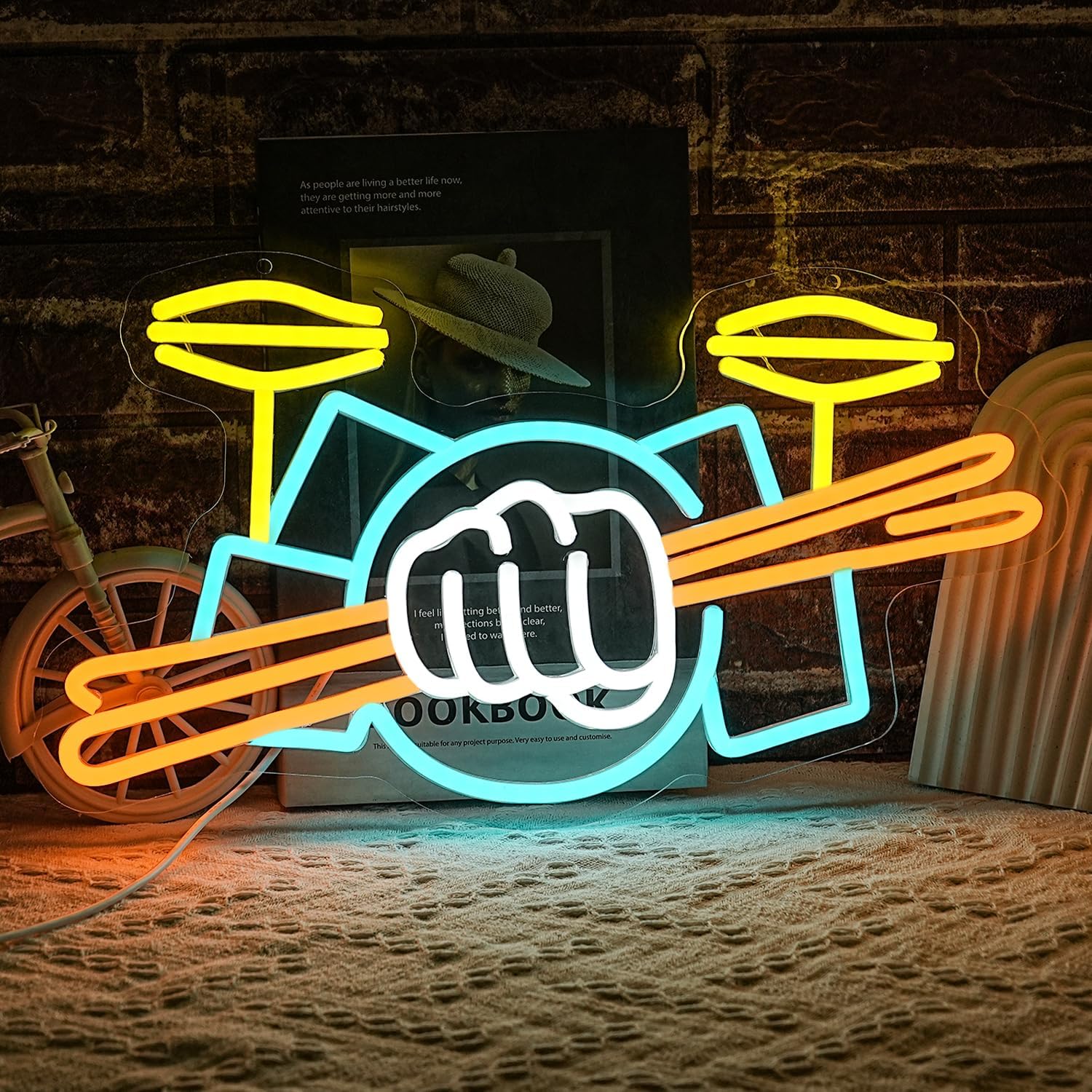Musical Instrument Of - Drum Set Neon Sign USB Powered