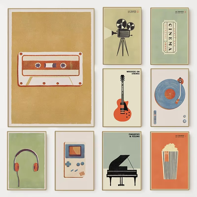 Musical Instrument Manufacturers - Retro Medieval Pop Music Instrument Poster