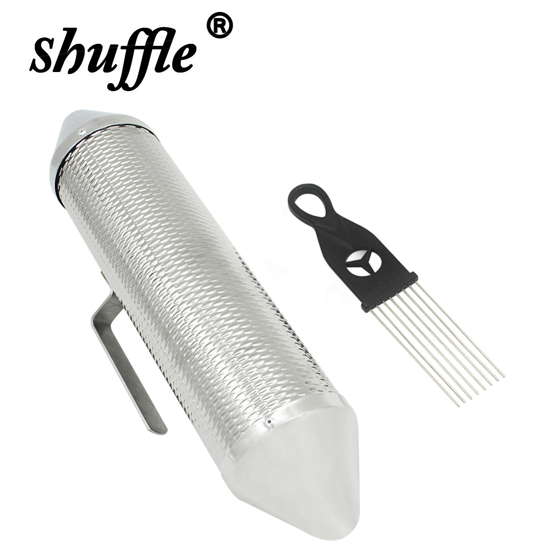 Guiro Scraper Instrument - Scraper Barrel Silver Metal Guiro with