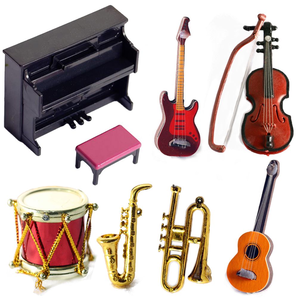 Musical Instruments Cartoon - Miniature Doll Musical Instruments 1/12 Scale