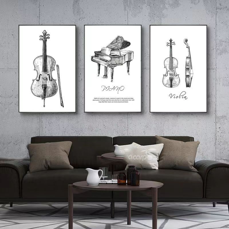 Musical Instrument Manufacturers - Canvas Painting Modern Minimalist Piano Violin