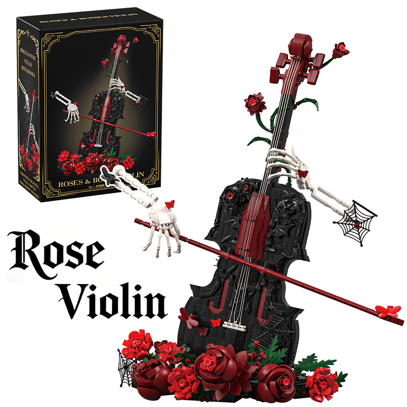 Musical Instrument Manufacturers - Creative Artist Skull Red Rose Violin