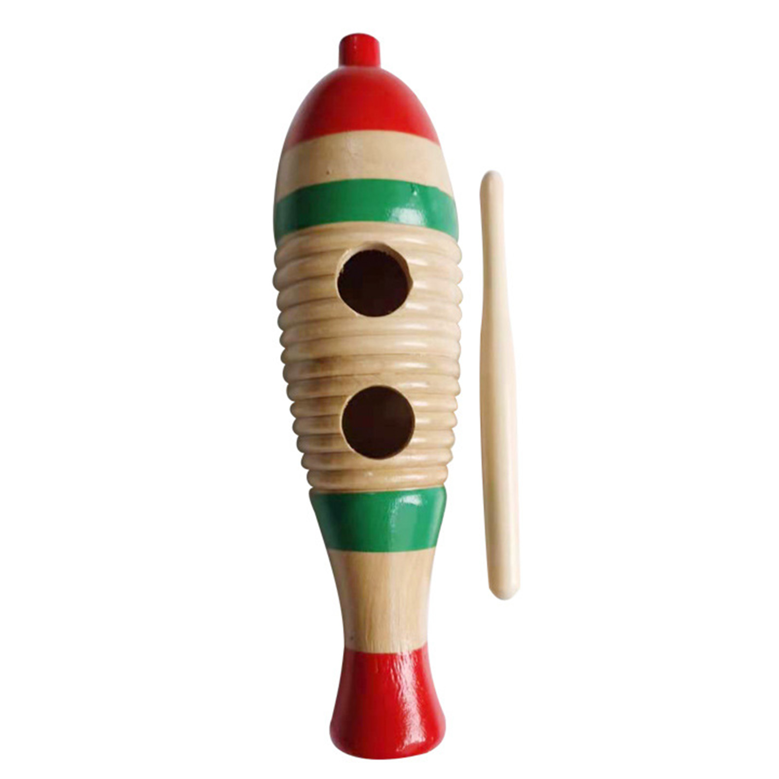 Guiro Scraper Instrument - Colorful Fish Shaped Wooden Guiro Latin