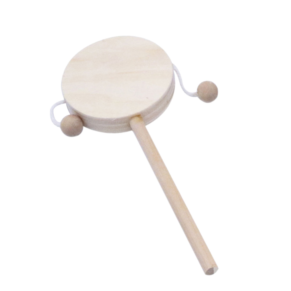 Musical Instrument For Babies - 1Set DIY Rattle Drum Wooden Unfinished
