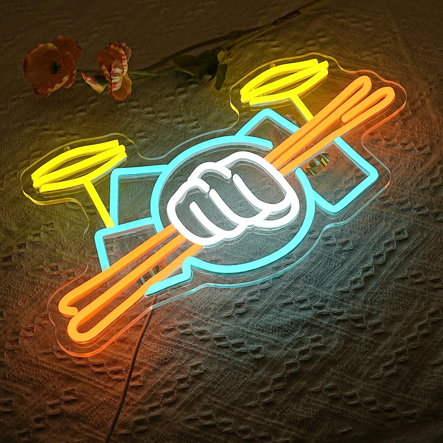 Drum Set Neon Sign USB Powered - Musical Instrument Of 评论和价格