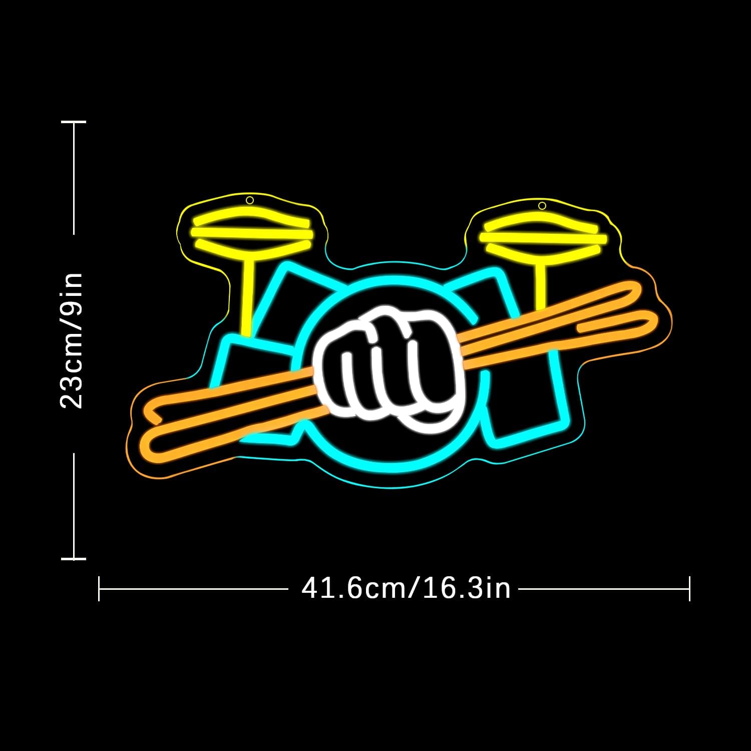 Drum Set Neon Sign USB Powered - Musical Instrument Of 评论和价格