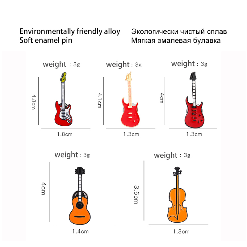 Pins Custom Bass Guitar Brooch - Musical Instruments Cartoon 评论和价格
