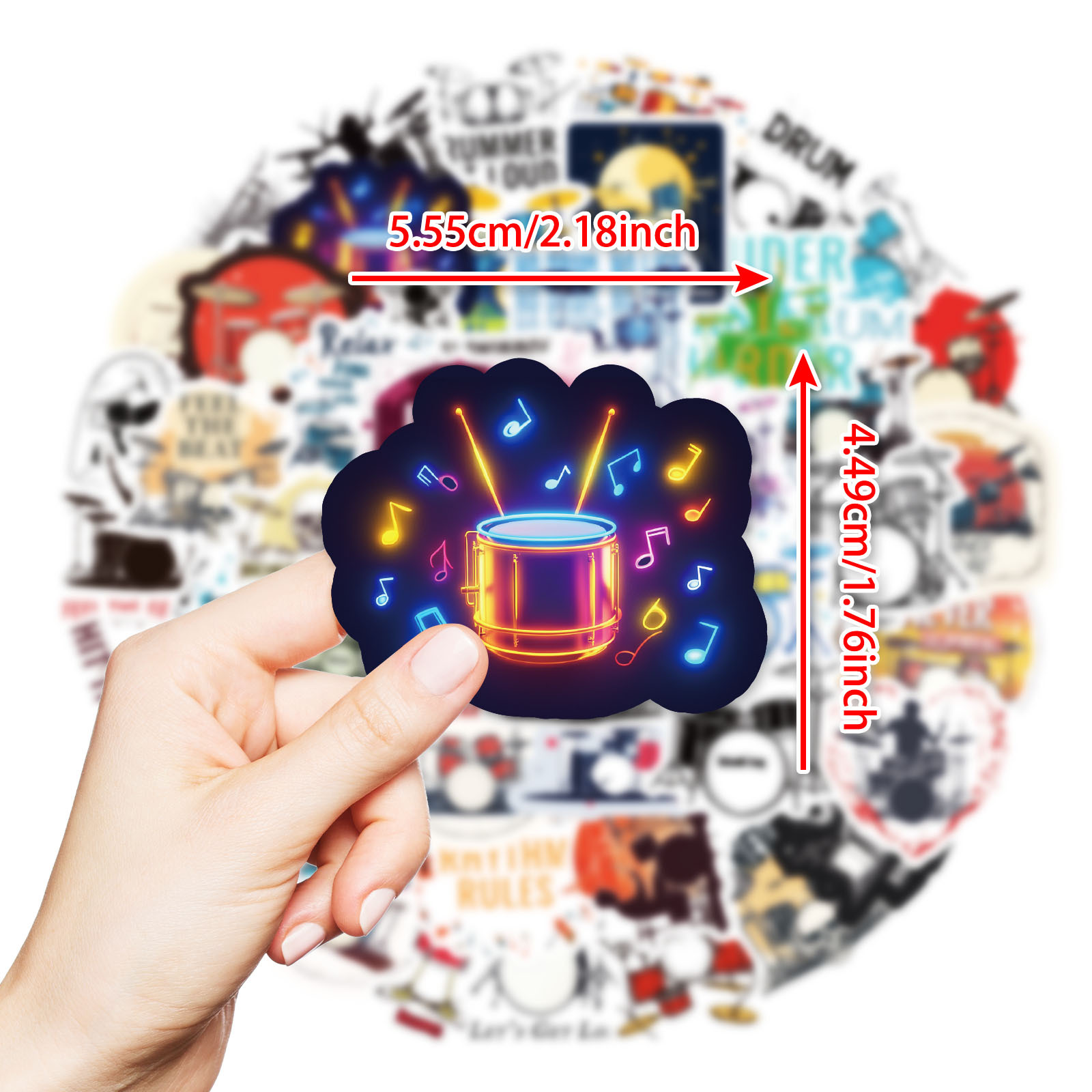 10/50PCS Drum Cartoon Stickers - Musical Instruments Cartoon 评论和价格
