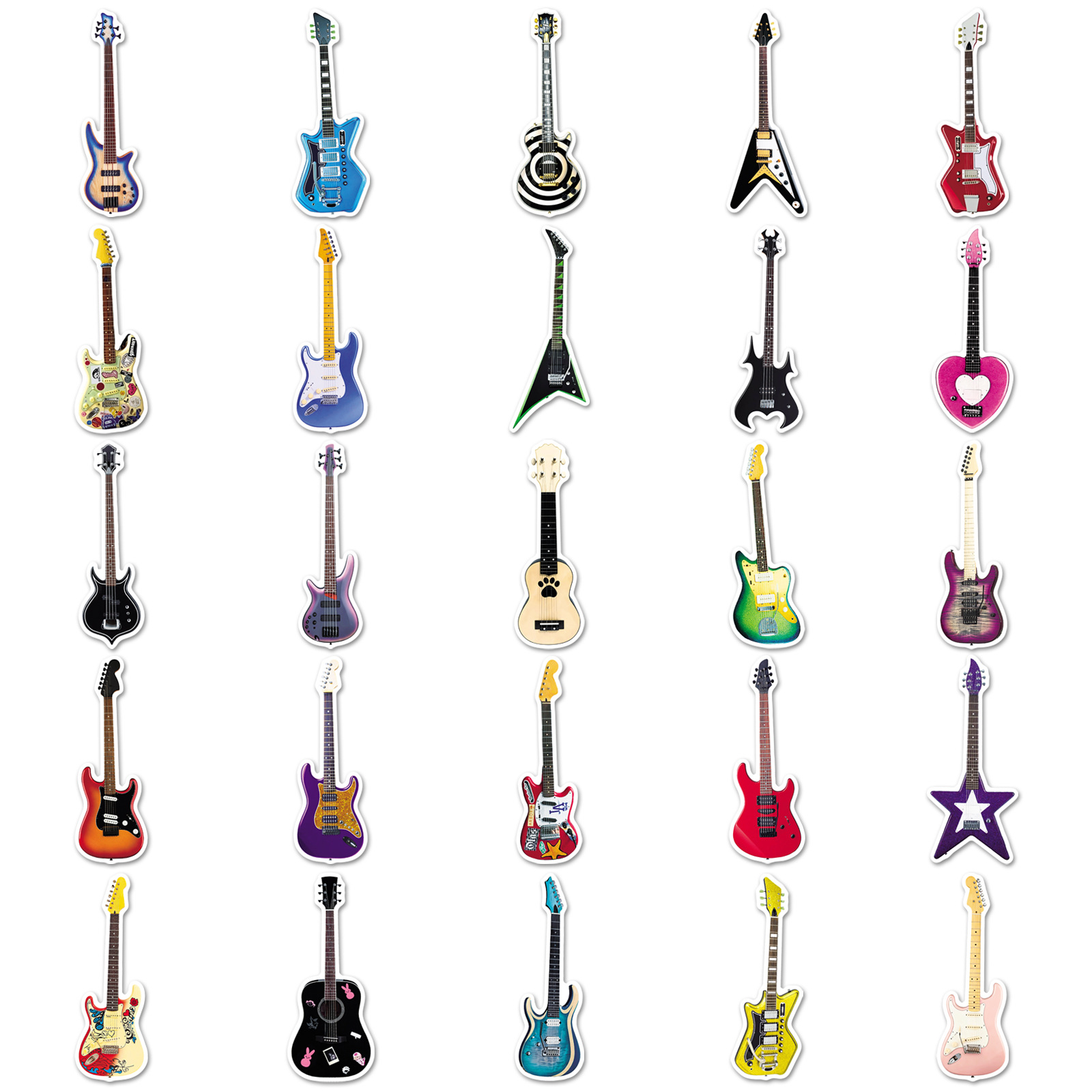 50-Pack Guitar Graffiti Sticke - Musical Instruments Cartoon 评论和价格