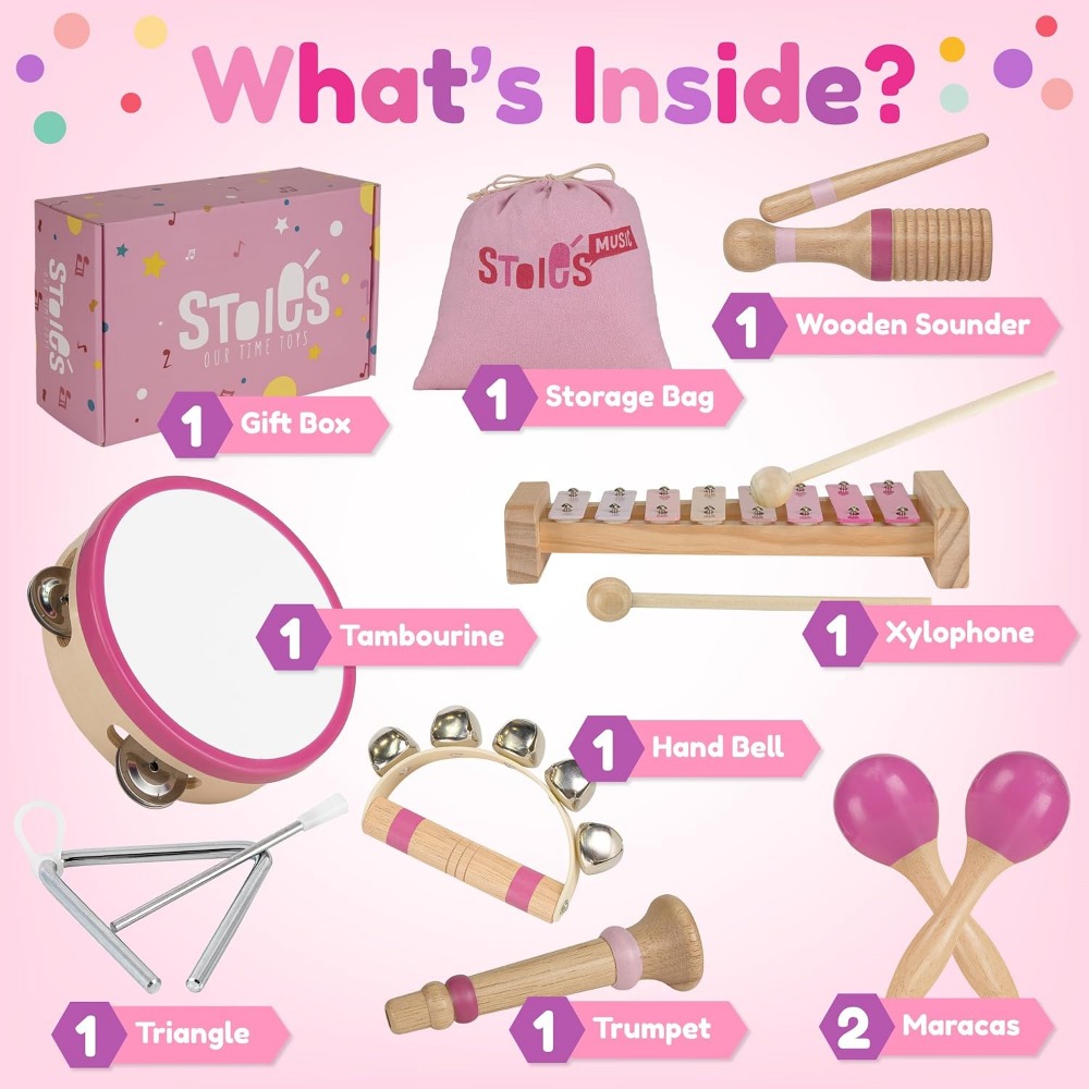 Montessori Music Toy Set: Wood - Musical Instrument For Toddlers 评论和价格