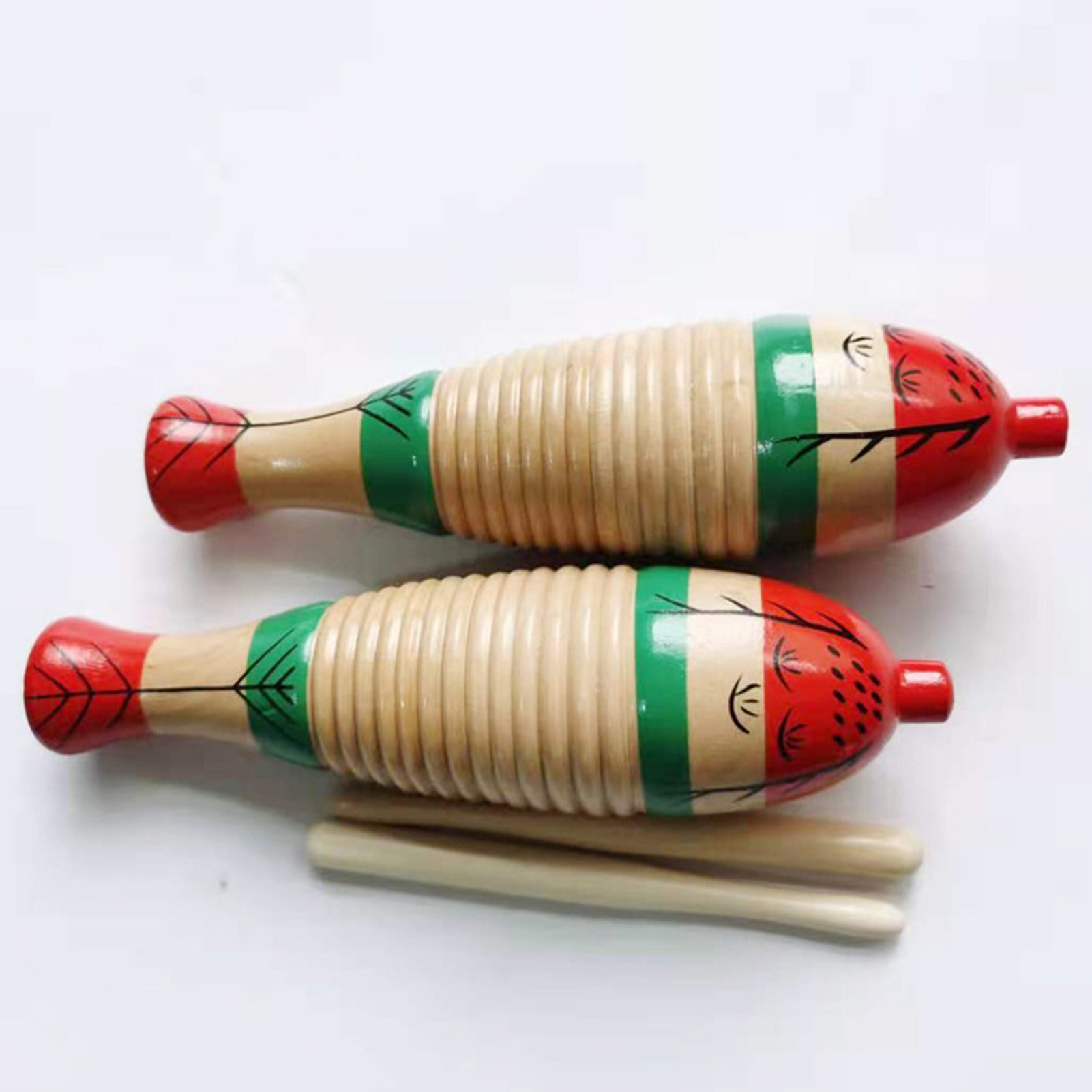 Colorful Fish Shaped Wooden Gu - Guiro Scraper Instrument 评论和价格