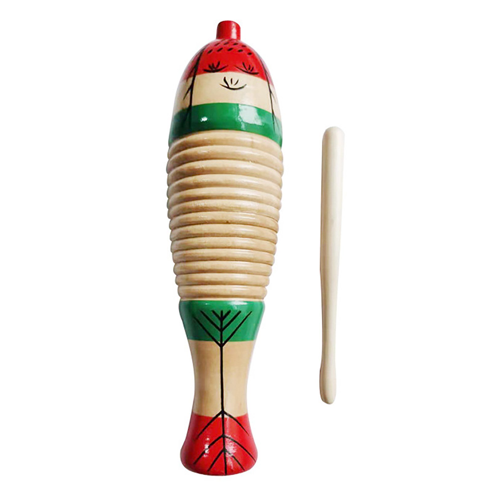 Colorful Fish Shaped Wooden Gu - Guiro Scraper Instrument 评论和价格
