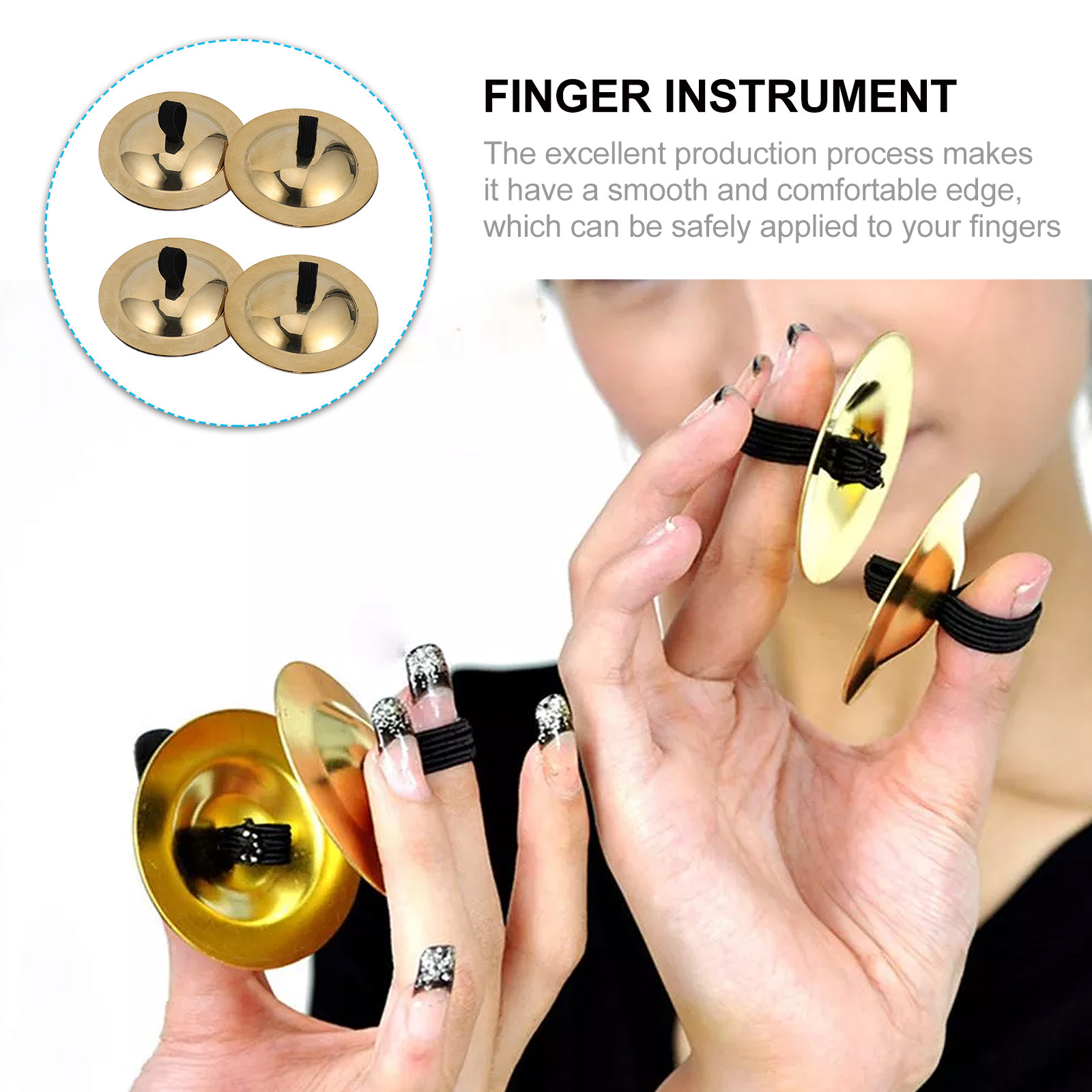 2Pairs Copper Finger Cymbals M - Musical Instrument Kids 评论和价格